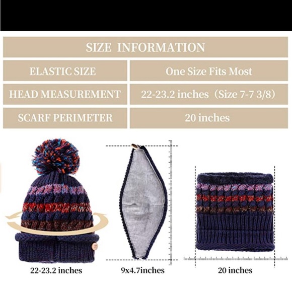 Women Winter Warm Red Hat with Face mask covering Beanie Knit Scarf Cover NEW OS - Picture 10 of 12